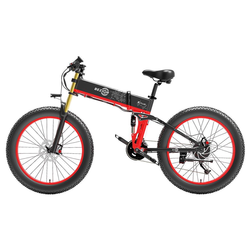BEZIOR X-PLUS 26" Fat Tire Vélo électrique pliant 1500W Moteur 48V 17,5Ah Batterie