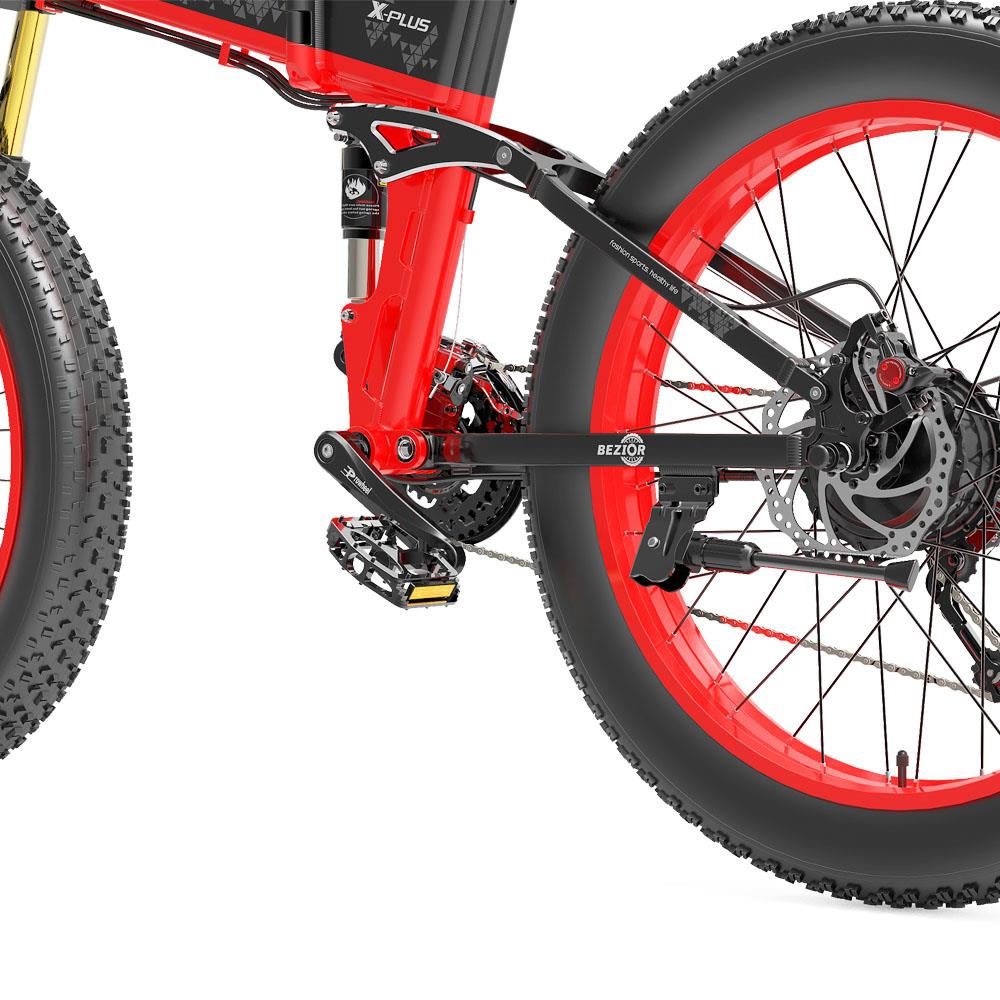 BEZIOR X-PLUS 26" Fat Tire Vélo électrique pliant 1500W Moteur 48V 17,5Ah Batterie