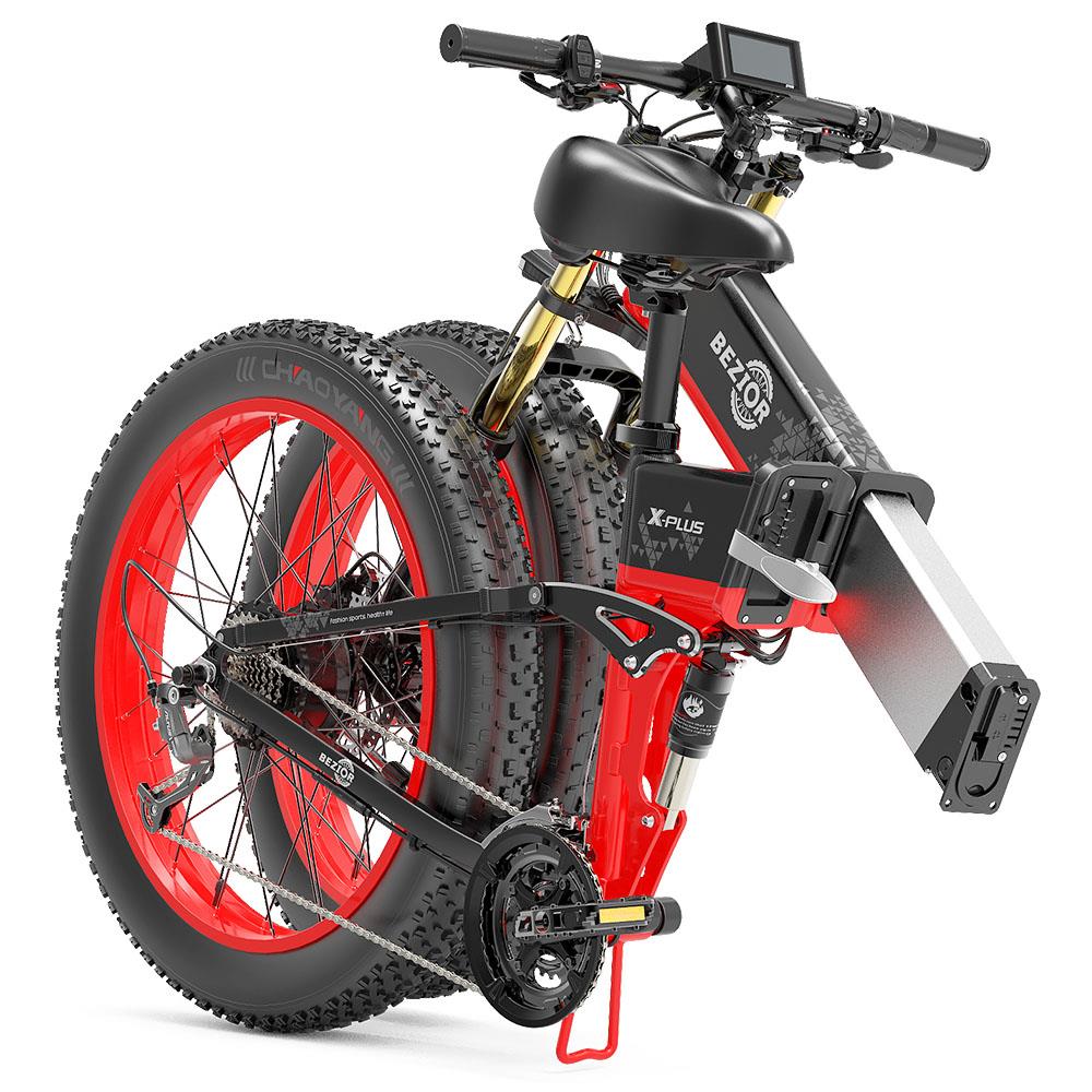 BEZIOR X-PLUS 26" Fat Tire Vélo électrique pliant 1500W Moteur 48V 17,5Ah Batterie