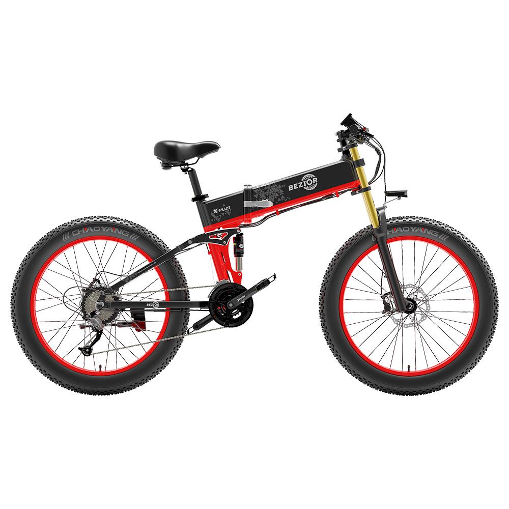 BEZIOR X-PLUS 26" Fat Tire Vélo électrique pliant 1500W Moteur 48V 17,5Ah Batterie