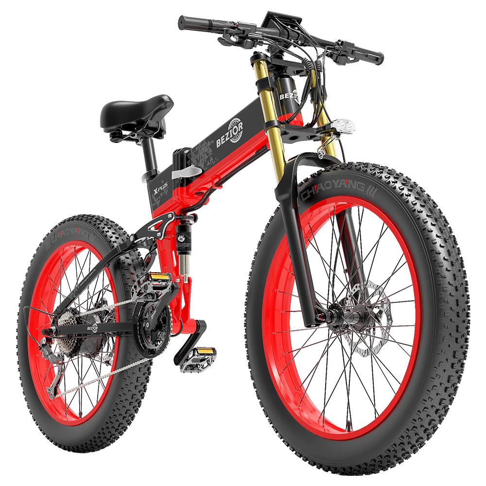 BEZIOR X-PLUS 26" Fat Tire Vélo électrique pliant 1500W Moteur 48V 17,5Ah Batterie