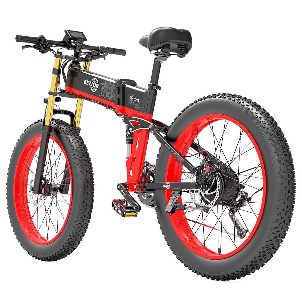 BEZIOR X-PLUS 26" Fat Tire Vélo électrique pliant 1500W Moteur 48V 17,5Ah Batterie