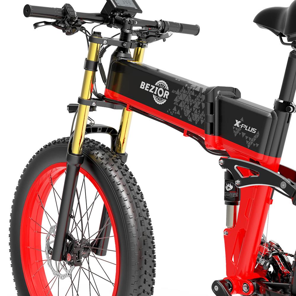 BEZIOR X-PLUS 26" Fat Tire Vélo électrique pliant 1500W Moteur 48V 17,5Ah Batterie