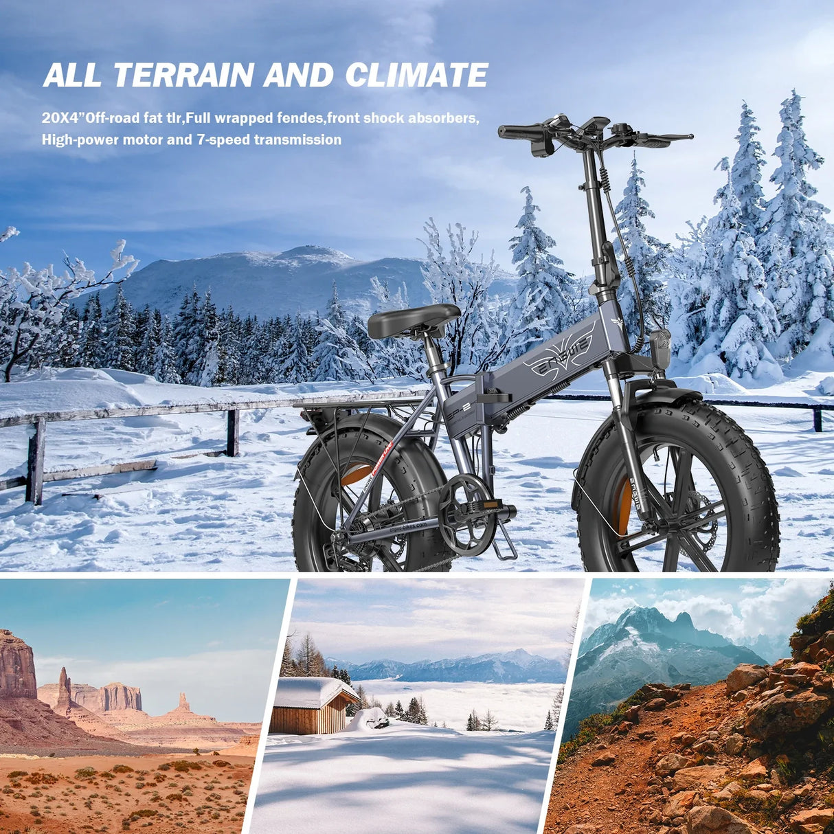 ENGWE EP-2 Pro 20" Fat Tire Vélo électrique pliant 250W Moteur 48V 13Ah Batterie