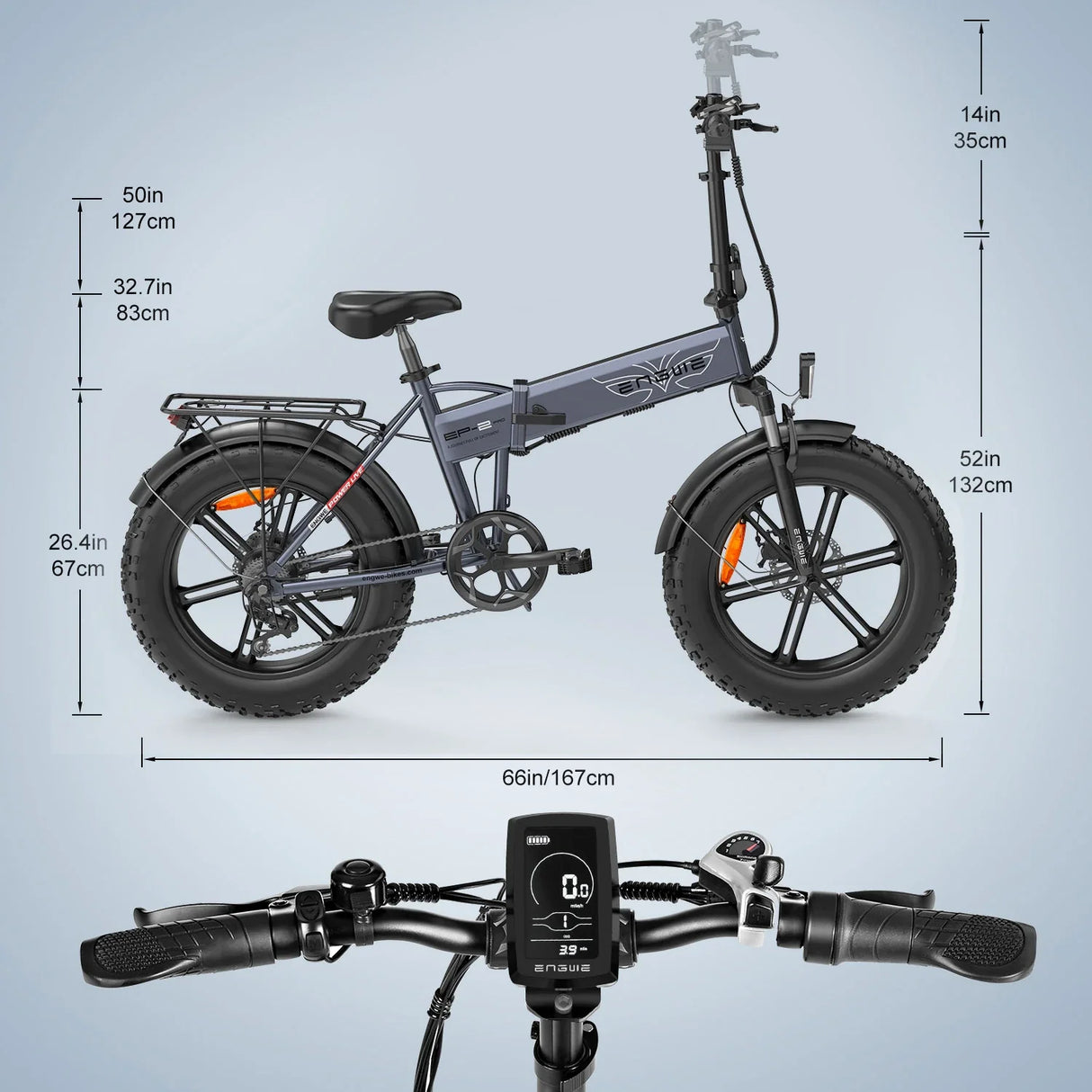 ENGWE EP-2 Pro 20" Fat Tire Vélo électrique pliant 250W Moteur 48V 13Ah Batterie