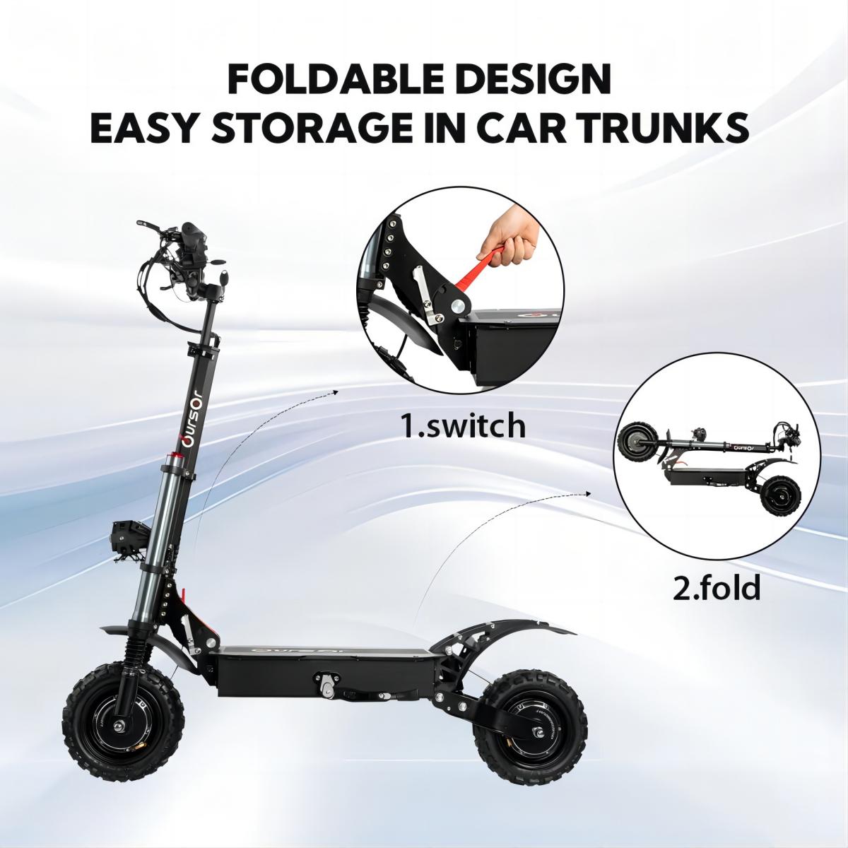 TOURSOR E5B 11" Scooter électrique pliant avec siège 3000W*2 Double Moteurs 60V 40Ah Batterie