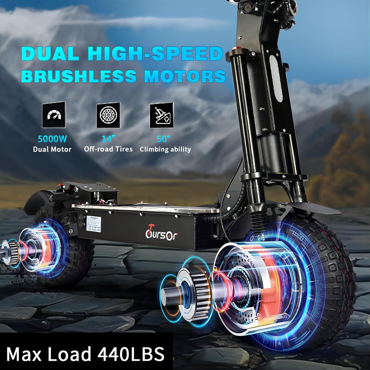 TOURSOR X1472V 14" Scooter électrique pliant avec siège 5000W*2 Double Moteurs 72V 40Ah Batterie