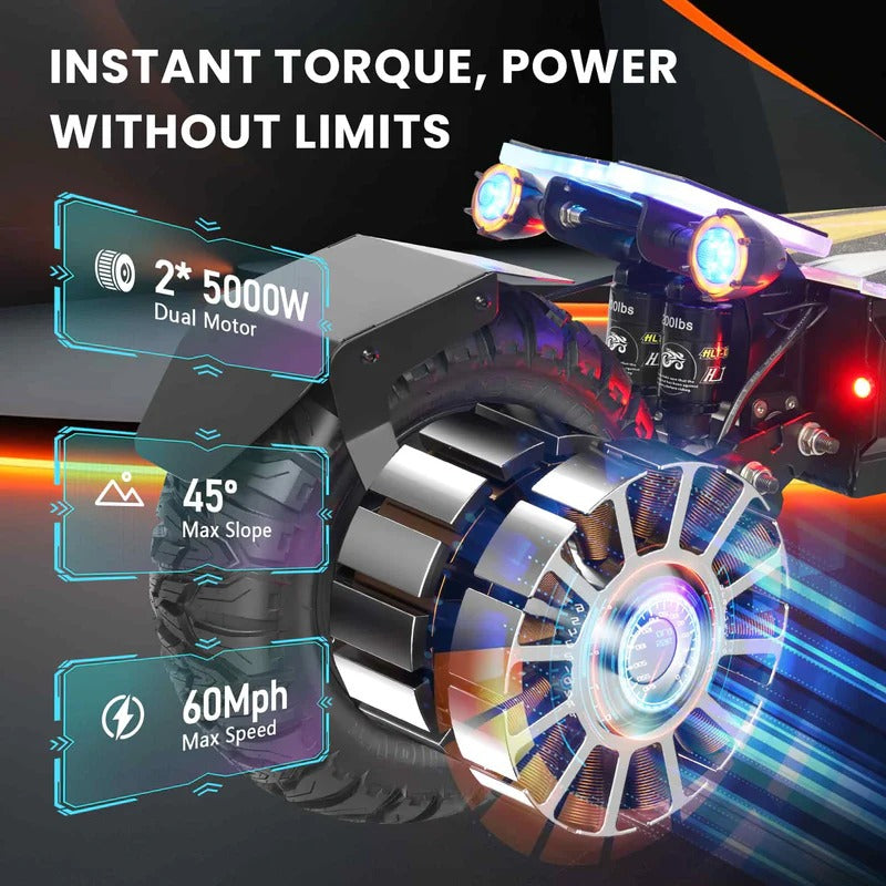 GLEERIDE A7 MAX 13" Trottinette électrique tout-terrain 2*5000W Moteur 72V 50Ah Batterie