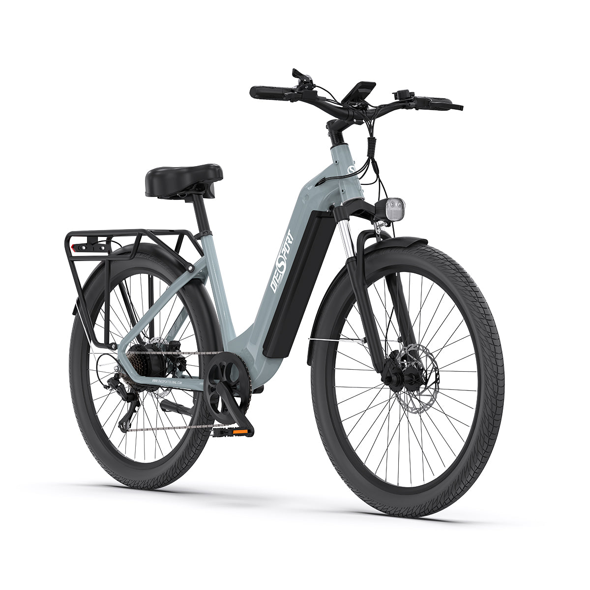 Vélo électrique de ville pas à pas OneSport OT05 bleu-gris