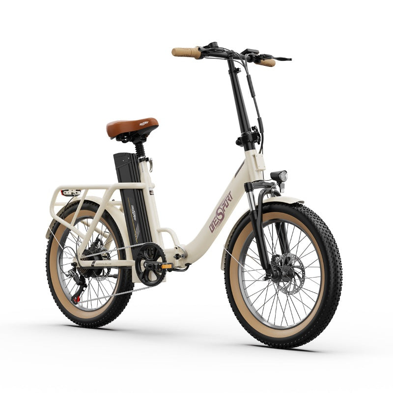 OneSport OT16-2 vélo électrique de banlieue pliant 48V 17Ah batterie 250W moteur blanc et marron