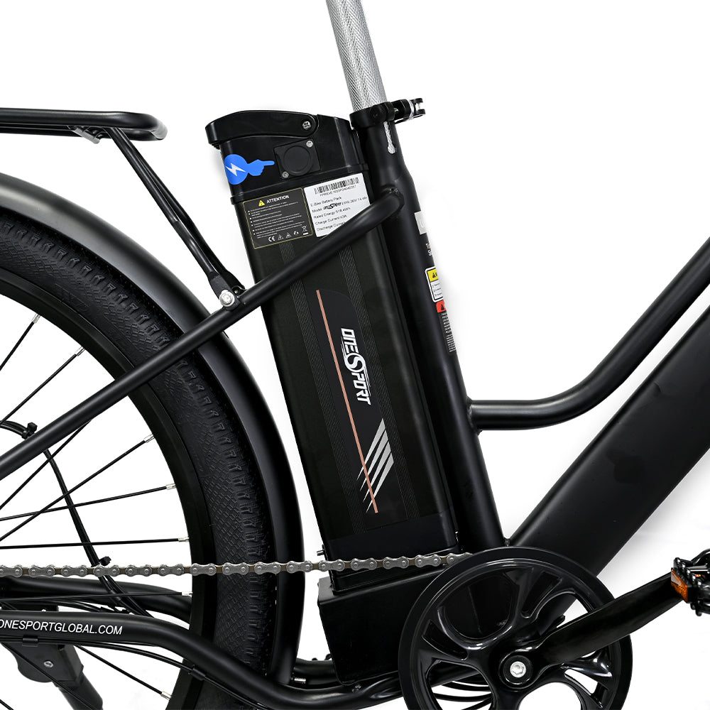 La batterie au lithium OneSport OT18-3 step-through ebike 36V 14.4A peut aider à parcourir plus de 100 kilomètres avec une seule charge,