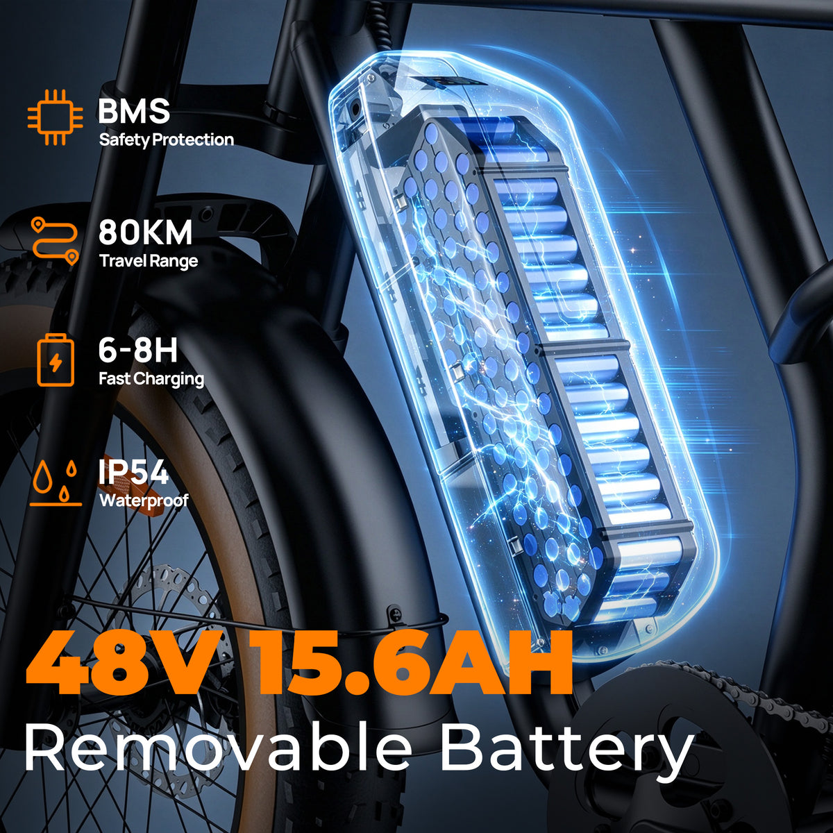 URLIFE T9 20" Vélo électrique tout-terrain 250W Moteur 48V 15.6Ah Batterie