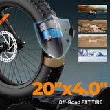 URLIFE T9 20" Vélo électrique tout-terrain 250W Moteur 48V 15.6Ah Batterie