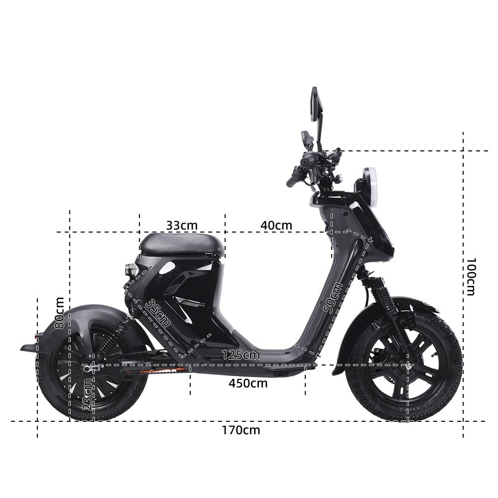 BEZIOR XIAONIU B 20" Electric Motorcycle 1500W Motor 48V 20Ah Batterie
