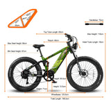 CYRUSHER Ranger 2.0 26 Pouces VTT Tout Terrain Suspension à air Vélo électrique Moteur 250W 52V 20Ah Batterie