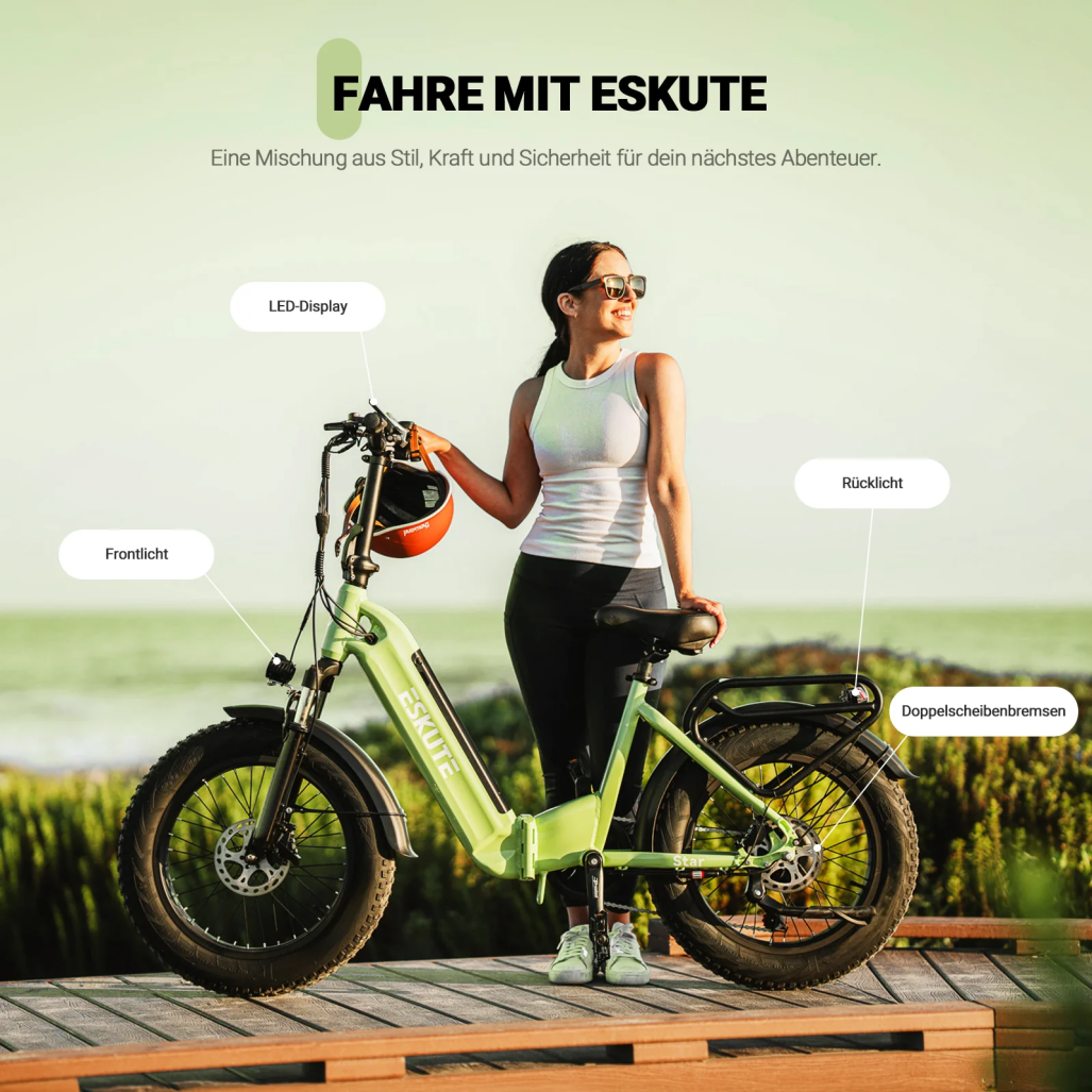 ESKUTE Star 20" Fat Tire Vélo électrique pliant 250W Moteur 36V 25Ah Batterie