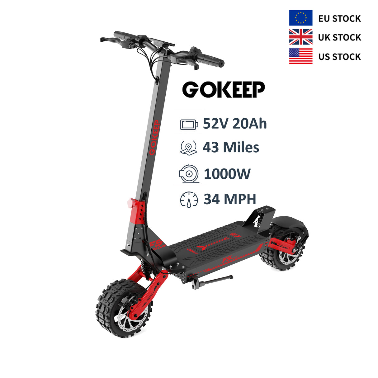 GOKEEP F5 11" Trottinette électrique pliable 1000W Motor 52V 20Ah Batterie