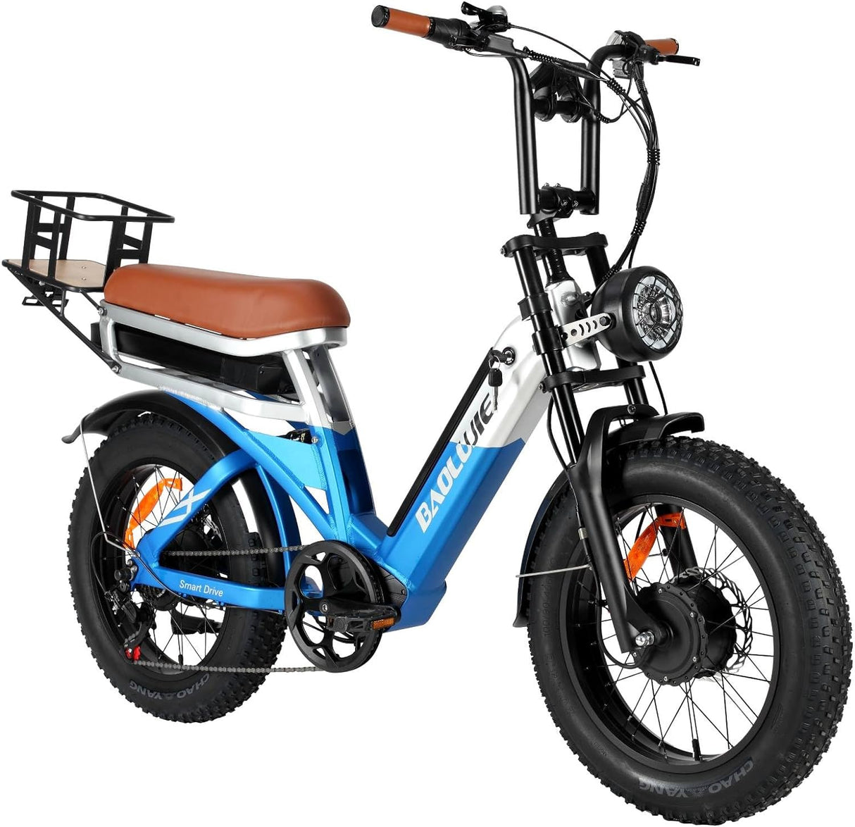 BAOLUJIE DP2033 20 pouces gros pneu cargo vélo électrique pas à pas bleu et blanc gleeride