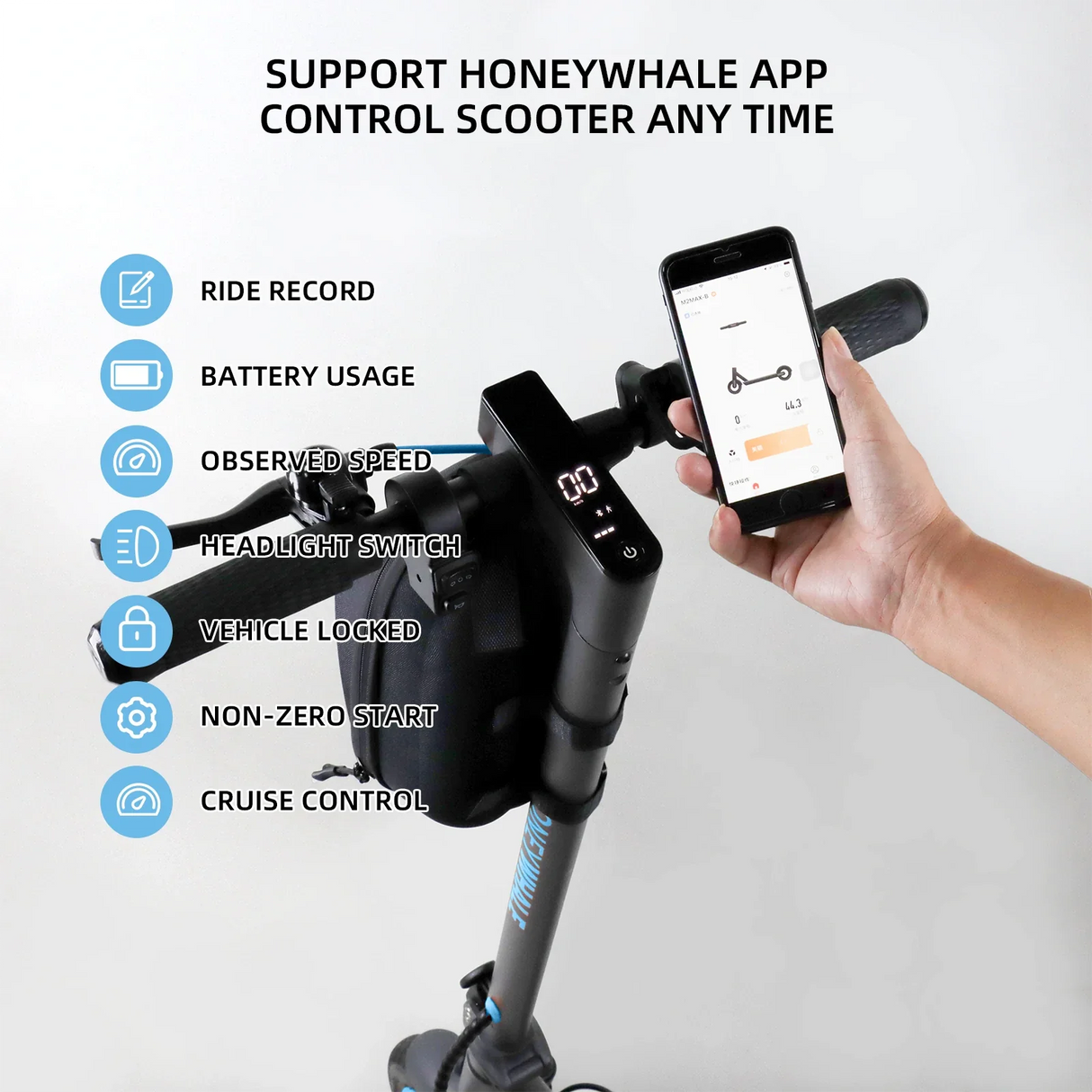 HONEYWHALE M2 Pro Trottinette électrique pliable avec contrôle par application Bluetooth 500W Moteur 36V 7,8Ah Batterie