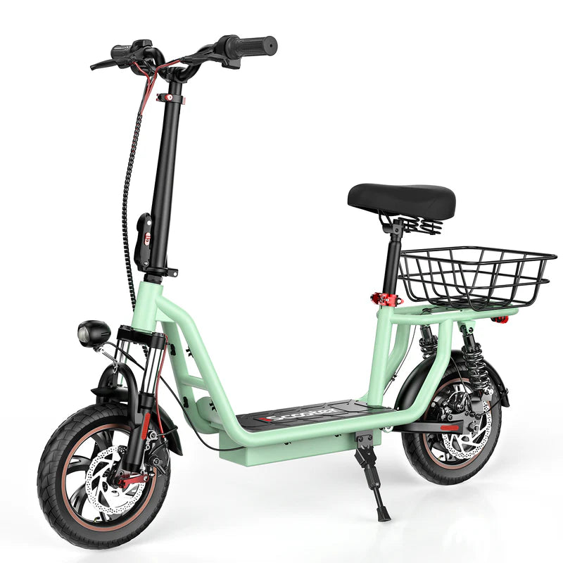 ISCOOTER I12 12" Trottinette électrique de transport avec siège et panier de transport 500W Moteur 36V 7,5Ah Batterie