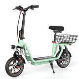 ISCOOTER I12 12" Trottinette électrique de transport avec siège et panier de transport 500W Moteur 36V 7,5Ah Batterie