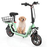 ISCOOTER I12 12" Trottinette électrique de transport avec siège et panier de transport 500W Moteur 36V 7,5Ah Batterie