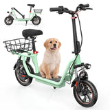 ISCOOTER I12 12" Trottinette électrique de transport avec siège et panier de transport 500W Moteur 36V 7,5Ah Batterie