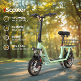 ISCOOTER I12 12" Trottinette électrique de transport avec siège et panier de transport 500W Moteur 36V 7,5Ah Batterie