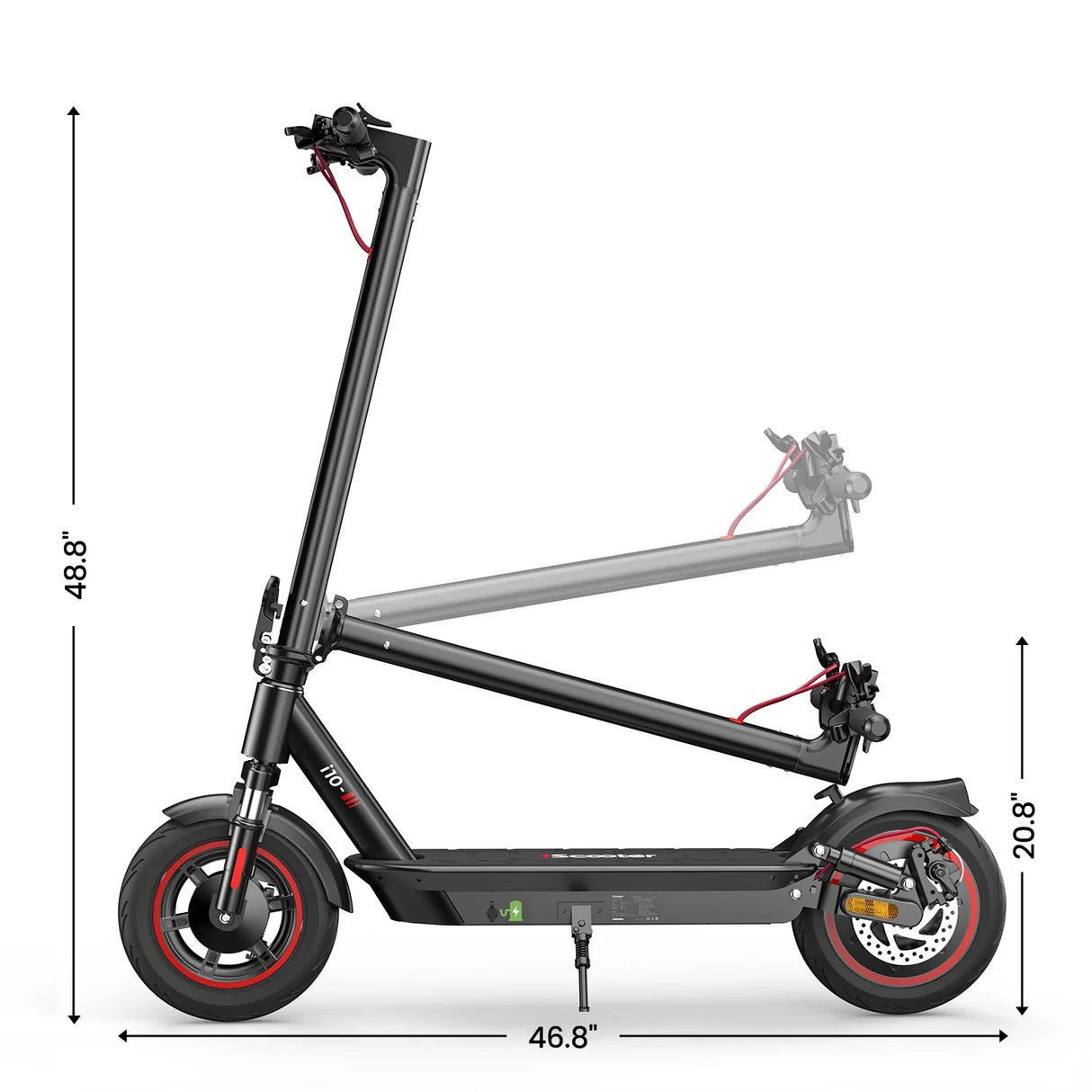 ISCOOTER I10 10" Trottinette électrique pliable pour transport en commun, moteur 650 W, batterie 42 V 15 Ah