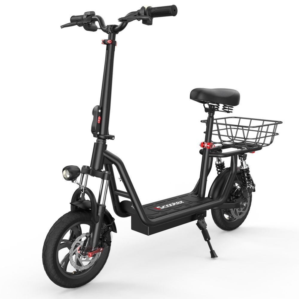 ISCOOTER I12 12" Trottinette électrique de transport avec siège et panier de transport Moteur 500 W Batterie 36 V 7,5 Ah