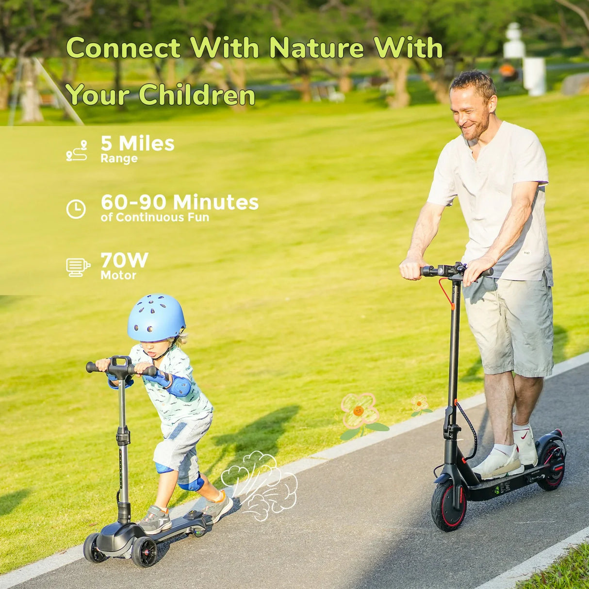 ISCOOTER IK2 Trottinette électrique à 3 roues pour enfants 70W Moteur 18V 2Ah Batterie