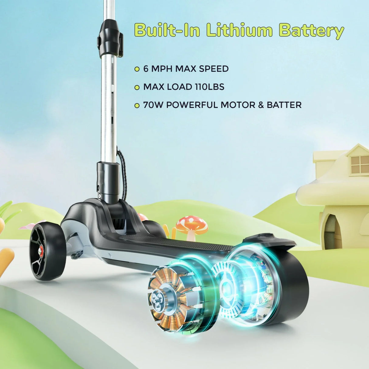 ISCOOTER IK2 Trottinette électrique à 3 roues pour enfants 70W Moteur 18V 2Ah Batterie