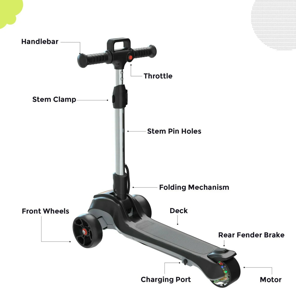 ISCOOTER IK2 Trottinette électrique à 3 roues pour enfants 70W Moteur 18V 2Ah Batterie