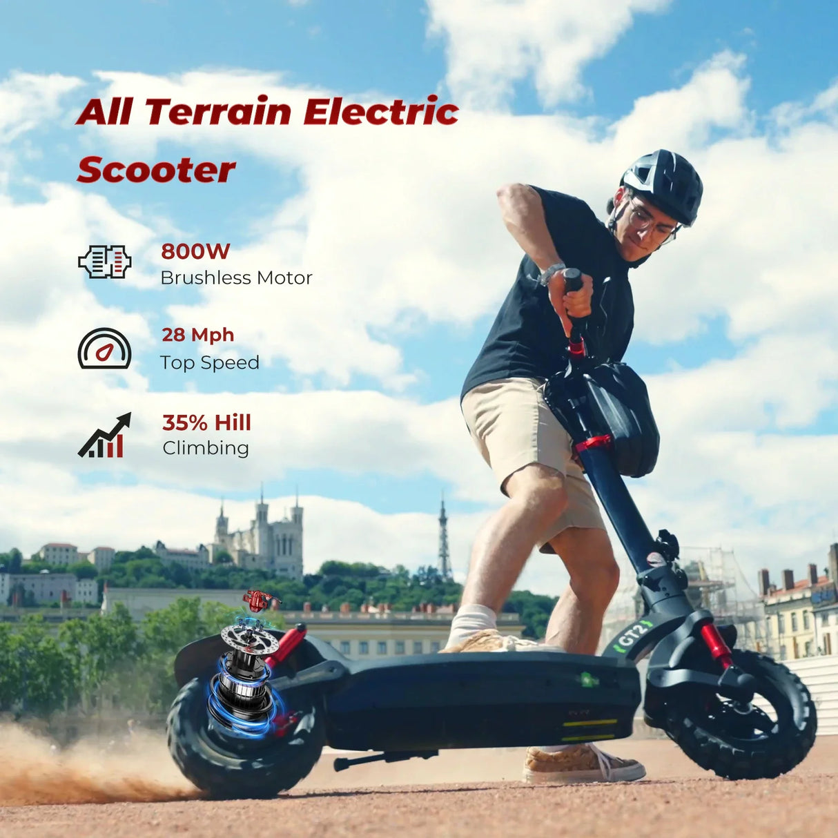 ISINWHEEL GT2 11" Trottinette électrique tout-terrain pliable 800W Moteur 48V 15Ah Batterie