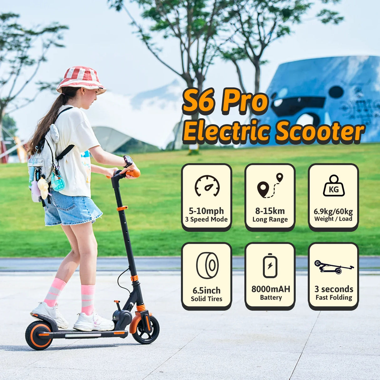 ISINWHEEL S6 Pro 6,5" Trottinette électrique pliable pour enfants 150W Moteur 21.6V 5Ah Batterie