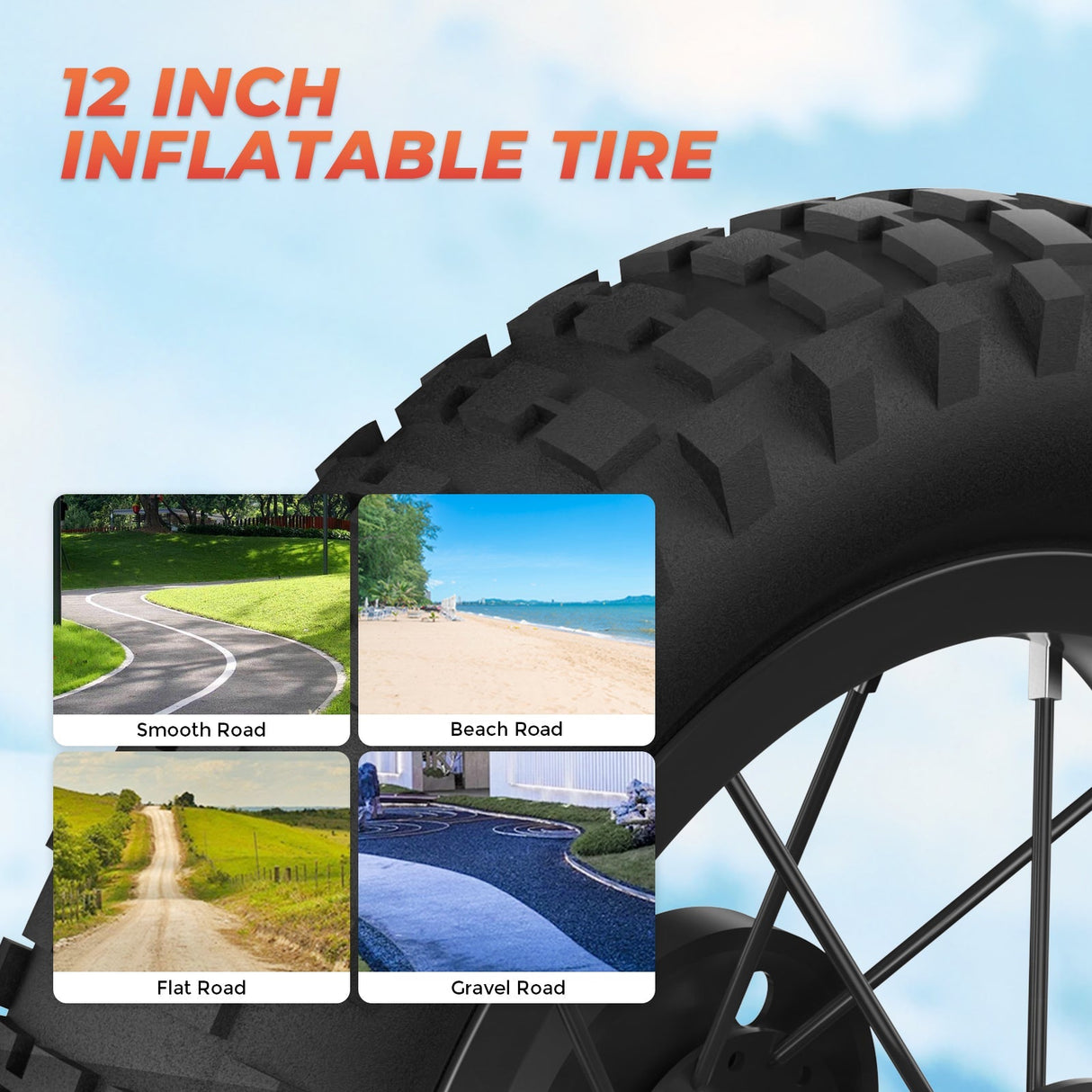 ISINWHEEL A12 12" Moto électrique tout-terrain pour enfants 350W Moteur 36V 5,2Ah Batterie