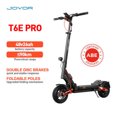 JOYOR T6E Pro 10" Trotinette Électrique Tout Terrain 500W Moteur 48V 26Ah Batterie (ABE)