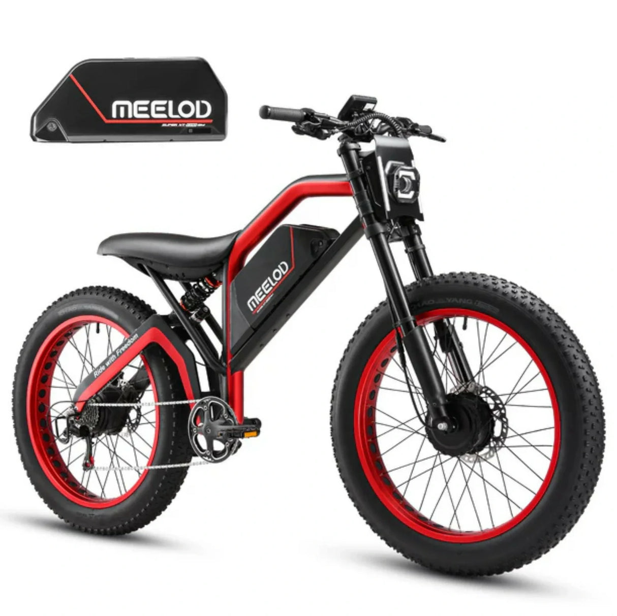 MEELOD XT600DL 26" Vélo électrique de style cyclomoteur rétro 1 200 W de pointe Deux moteurs 52V 25Ah Batterie