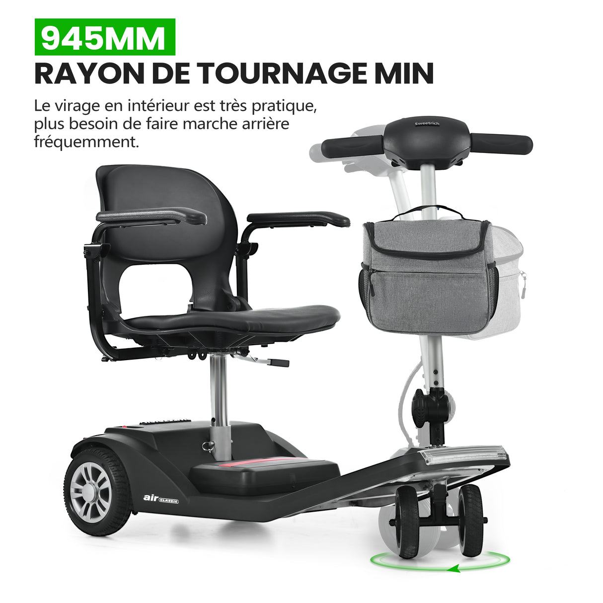 SWEETRICH AIR CLASSIC Scooter Électrique pour mobilité réduite 7.5" Moteur 250W 24V 12Ah  Batterie (version UE)