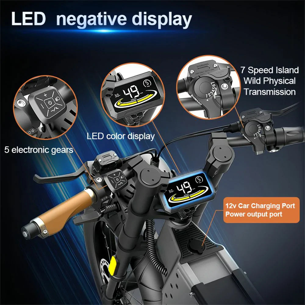 NEXXBIKE X5 Plus 20" gros pneus vélo de saleté électrique 2000W moteur de pointe 48V 25Ah batterie avec clé NFC
