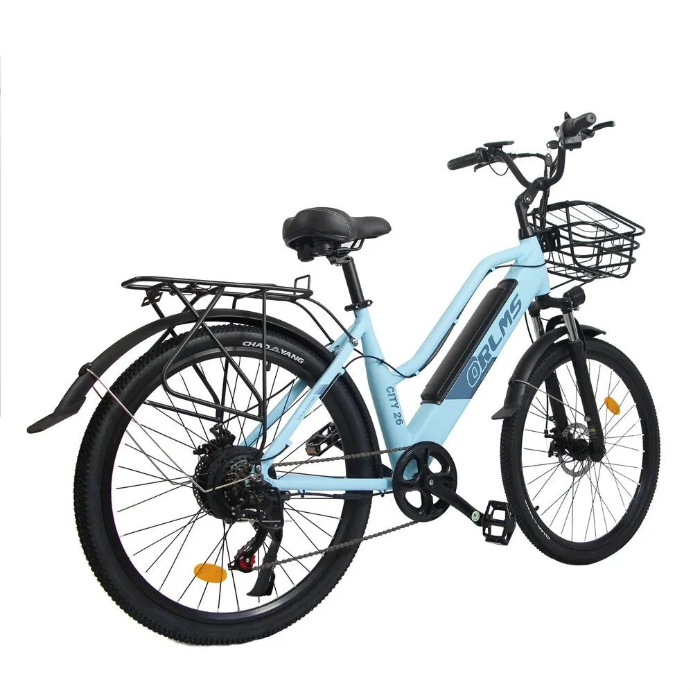 ORLMS CITY BIKE Vélo électrique pour femmes 26“ cadre bas Moteur 500W 48V 15AH Batterie