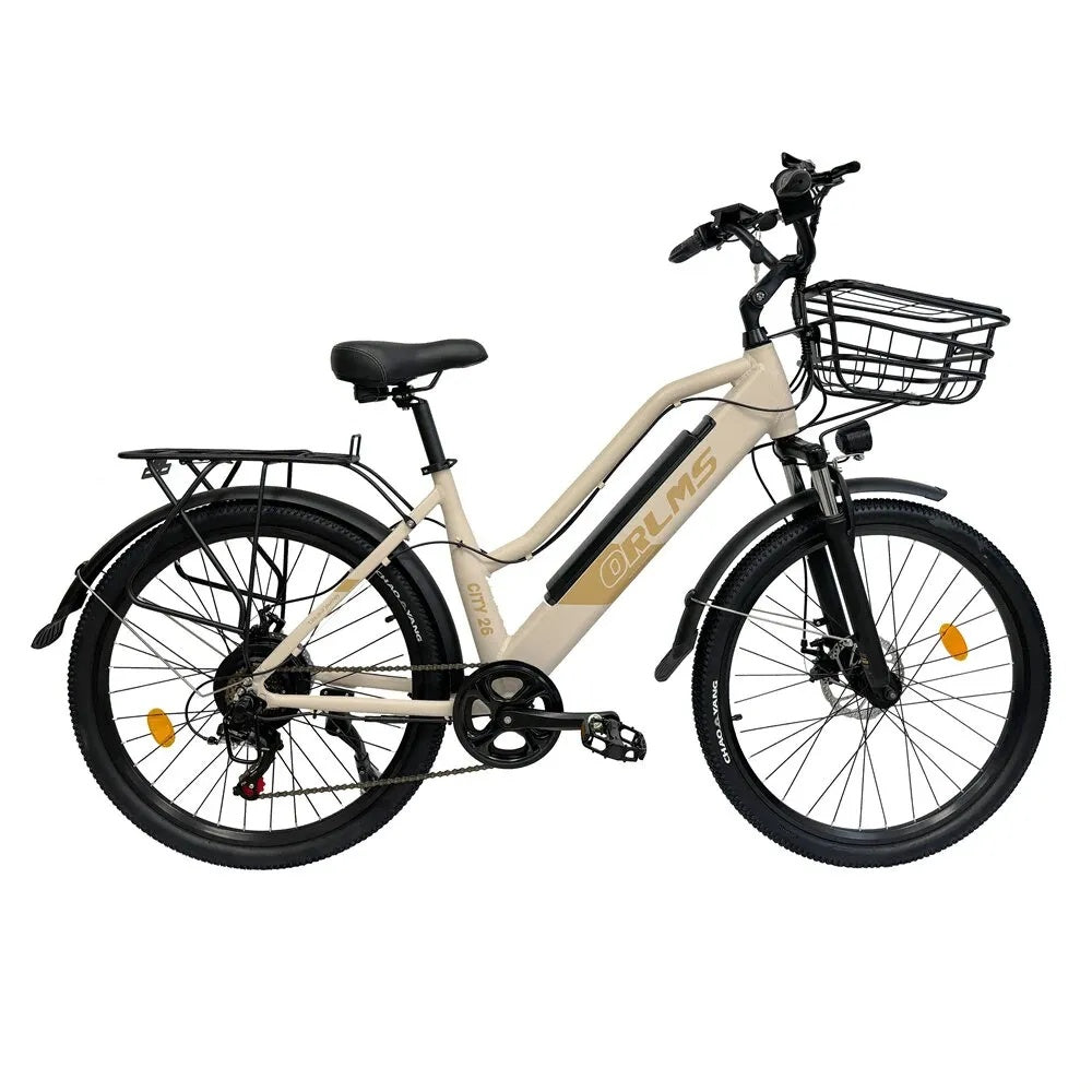 ORLMS CITY BIKE Vélo électrique pour femmes 26“ cadre bas Moteur 500W 48V 15AH Batterie