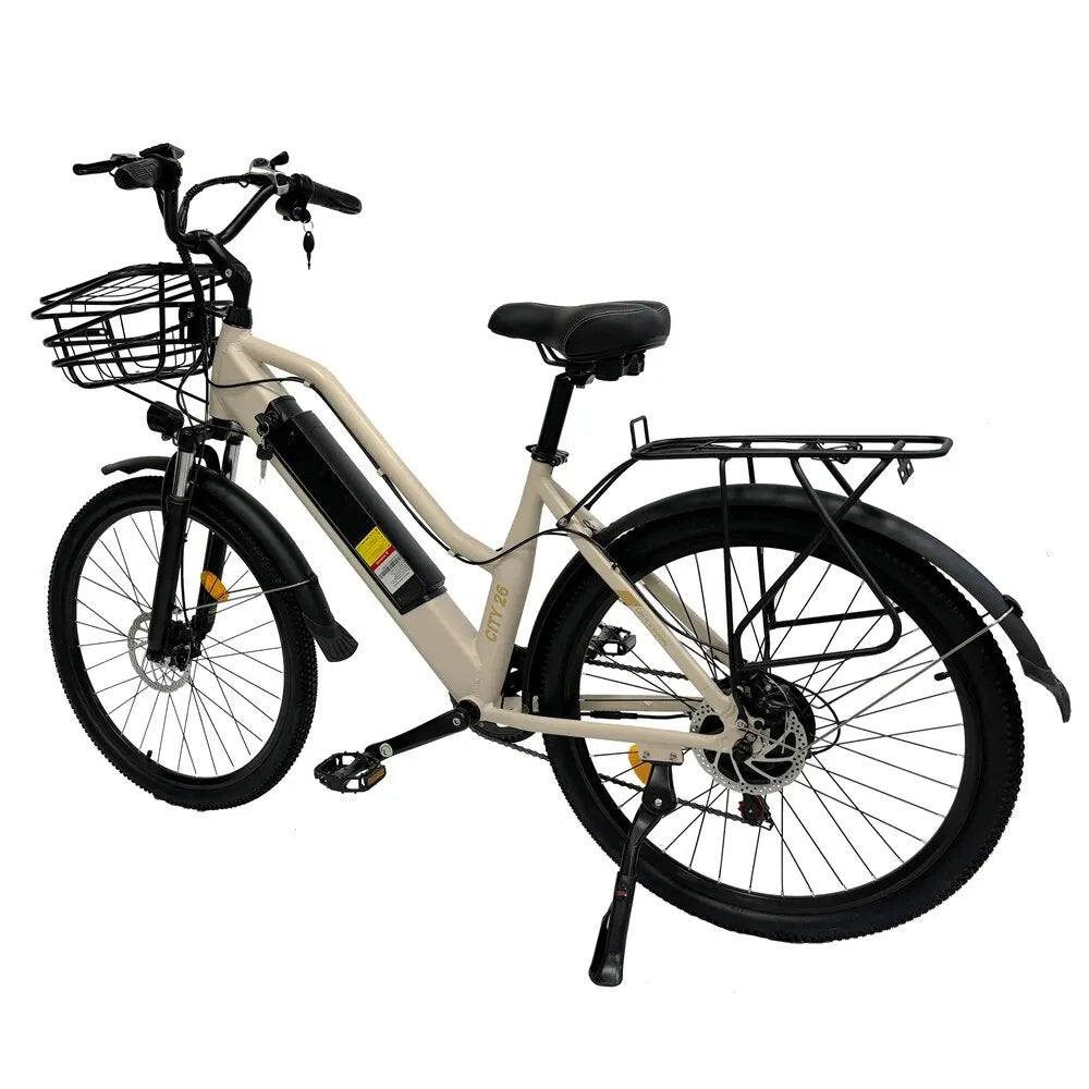 ORLMS CITY BIKE Vélo électrique pour femmes 26“ cadre bas Moteur 500W 48V 15AH Batterie