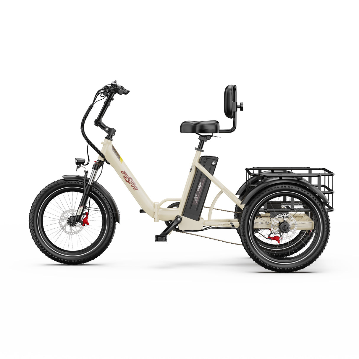 ONESPORT OT30 PRO 20" Tricycle Électrique Pliable 3 Roues Moteur 500W 48V 18Ah Batterie