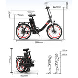 Taille du vélo électrique de banlieue pliable OneSport OT16-2 et hauteur recommandée
