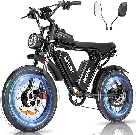 Ridstar Q20 Pro Fat Tires Vélo elétrico 2*1000W Motor 52V 20Ah Bateria Dupla