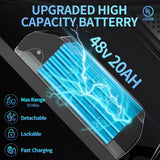 Bicicleta eléctrica RIDSTAR Q20 de 20 pulgadas con neumáticos anchos, motor de 1000 W y batería de 48 V y 20 Ah