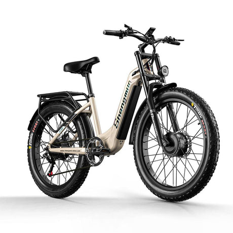 SHENGMILO S700 26" Vélo de ville électrique à gros pneus Step-Thru 1000W*2 Double Moteur 48V 17,5Ah Batterie