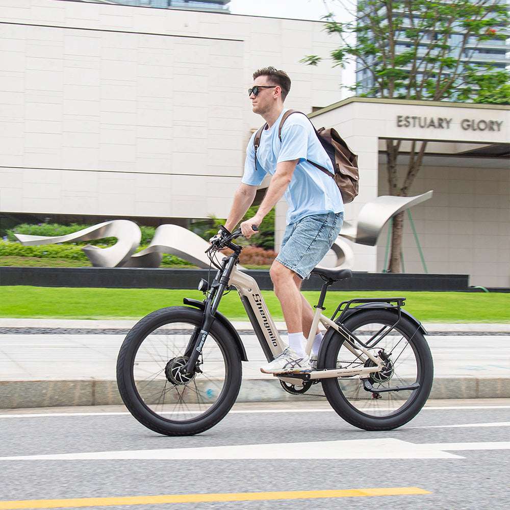 SHENGMILO S700 26" Vélo de ville électrique à gros pneus Step-Thru 1000W*2 Double Moteur 48V 17,5Ah Batterie