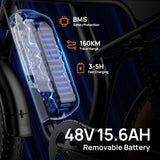 URLIFE T2 20" Vélo électrique tout-terrain 250W Moteur 48V 15.6Ah Batterie